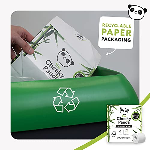 The Cheeky Panda - Papel higiénico de bambú | Caja de 24 rollos (6 paquetes de 4 rollos, 3 capas, 200 hojas) | Hipoalergénico, sin plástico, ecológico, súper suave, resistente y duradero