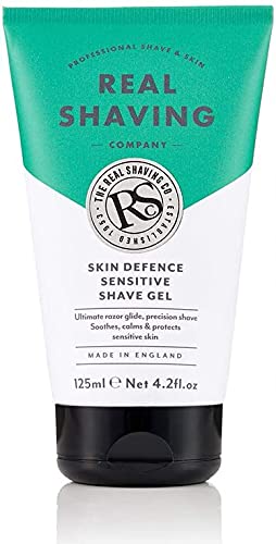 The Real Shaving Company Skin Defense Sensitive Shave Gel - Máximo deslizamiento de la navaja, afeitado de precisión, suaviza, calma y protege la piel sensible 1 x 125 ml