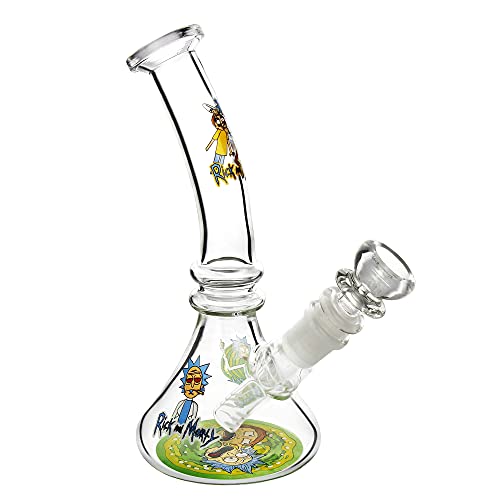 The7boX Peque?os tubos de agua de reciclador de vidrio Bong de 14 mm de dibujos animados Beaker Bongs