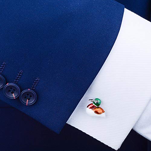 TJLSS Mandarin Duck Gemelos para Hombres Camisa Puños Puños Esmalte Publicidad DIY Boda Novios Regalo Joyería Masculina