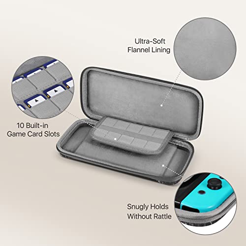 TNP - Funda de transporte para Nintendo Switch Travel Case (luna gris), diseño de Nintendo Kawaii, bolsa protectora de almacenamiento portátil, con protector de pantalla, soporte para 10 cartuchos