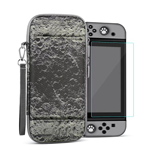 TNP - Funda de transporte para Nintendo Switch Travel Case (luna gris), diseño de Nintendo Kawaii, bolsa protectora de almacenamiento portátil, con protector de pantalla, soporte para 10 cartuchos