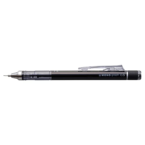 Tombow Mono Graph - Portaminas, goma de borrar integrada, negro