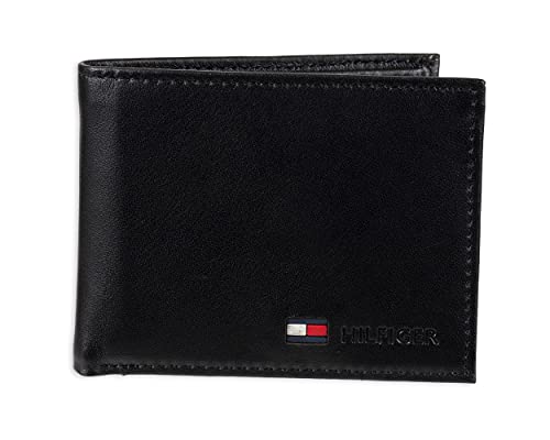 Tommy Hilfiger - Cartera de Piel para Pasaporte, Color Negro