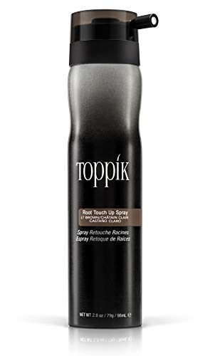 Toppik Spray Retoca Raíces Castaño Claro, Cubre de Forma Instantánea las Raíces y las Canas sin Apelmazar el Cabello, 98 ml