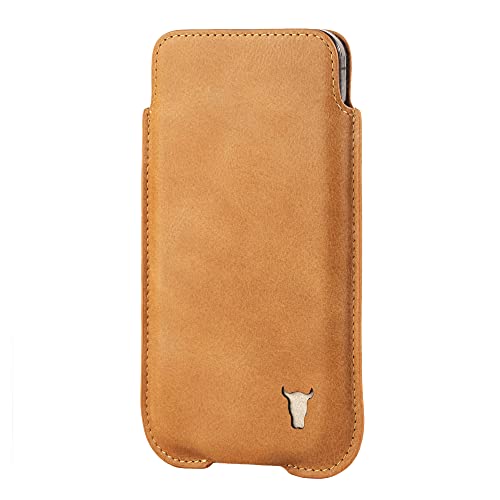 TORRO Funda Calcetín Compatible con iPhone MAX con Tamaño de Pantalla de 6.7 Pulgadas - Estuche de Cuero Genuino de Calidad, Perfil Delgado y Ligero (Marrón Claro)