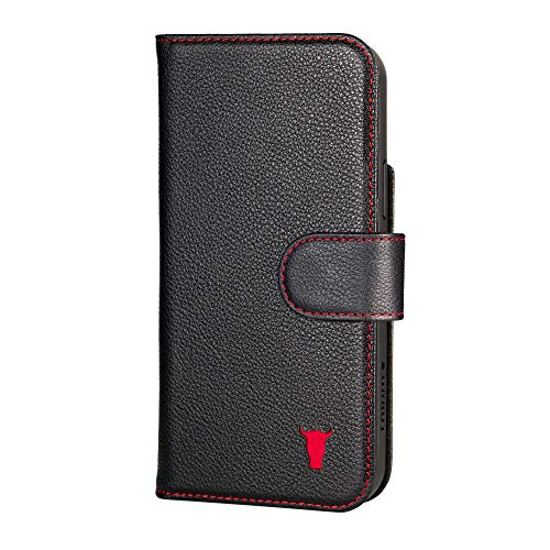 TORRO Funda Cartera Compatible con iPhone 12 y iPhone 12 Pro - Cuero Genuino de Calidad con Ranuras Verticales para Tarjetas y Billetes [Marco Duradero] (Negro)