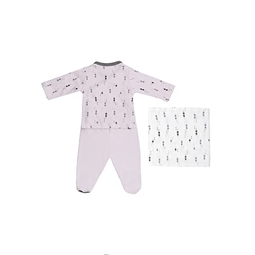 TOUS BABY - Conjunto 2 Piezas para tu Bebé, Recién Nacido. Camiseta y Polaina con Muselina. Estampado Luminary. (Rosa, 0 Meses)