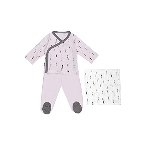 TOUS BABY - Conjunto 2 Piezas para tu Bebé, Recién Nacido. Camiseta y Polaina con Muselina. Estampado Luminary. (Rosa, 0 Meses)