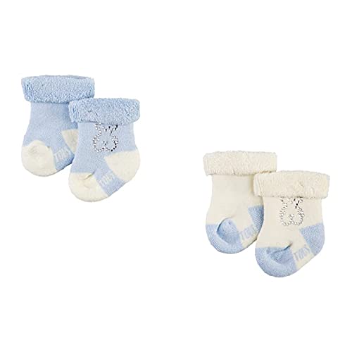 TOUS BABY - Set 2 calcetines lisos para tu Bebé. Oso Strass (0/6M)