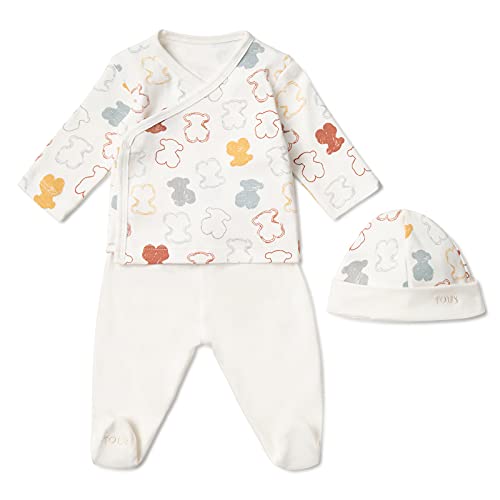 TOUS BABY - Set 3 piezas Primera Puesta. Estampados y colores Variados. (0 a 3 meses) (1 Mes, Colors-1501 Crudo)