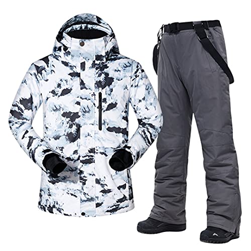 Traje esquí para Hombre -30 Temperatura Impermeable cálido Invierno montañismo Nieve Snowboard Conjunto Chaquetas y Pantalones BLV and Black XXL