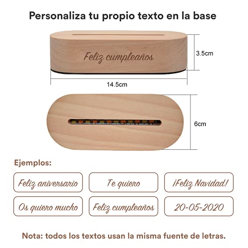 Transparent Gift Lámpara de Mesa 3D Led Romántica con Diseño de Corazón Personalizada - Lámpara de Metacrilato con Luz Nocturna Ajustable - El Regalo Original de parejas, novios, aniversario y amigos