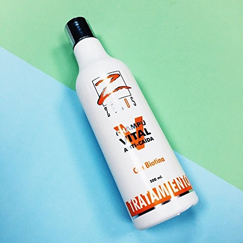 Tratamiento Para La Caída del Cabello - Champú Anticaída - 500ml - Con Biotina y vitaminas - Aceleran el crecimiento - Pelo con más volumen, grosor y movimiento - Hombre y Mujer - Zelos Vital