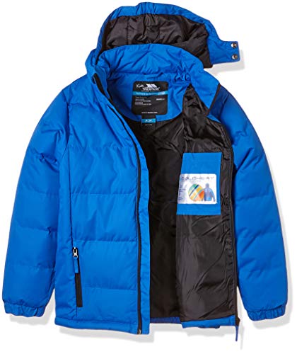 Trespass Tuff Chaqueta impermeable con capucha extraíble para niños, 7-8 años, color azul