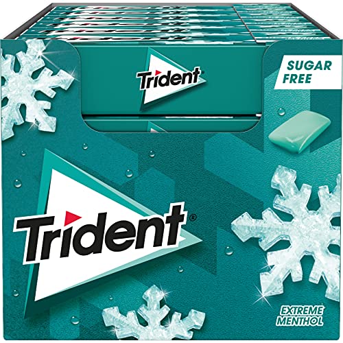 Trident Extreme Menthol - Chicles sin Azúcar con Sabor a Menta - Paquete de 24 Envases de 14 g