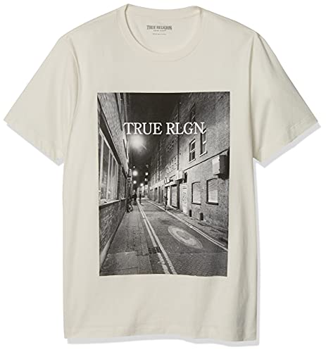 True Religion Alleyway Short Sleeve Crew Neck Camiseta, Gris vaporoso, S para Hombre