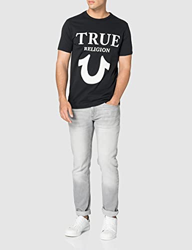 True Religion Crew Neck Tshirt Big Horseshoe Black Camiseta, Negro, XXL para Hombre