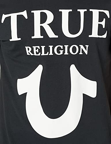 True Religion Crew Neck Tshirt Big Horseshoe Black Camiseta, Negro, XXL para Hombre