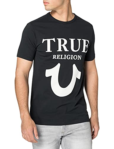 True Religion Crew Neck Tshirt Big Horseshoe Black Camiseta, Negro, XXL para Hombre