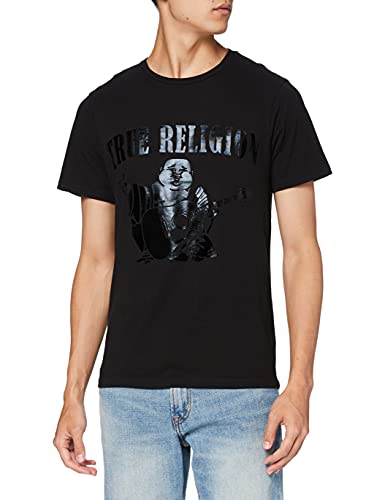 True Religion Tonal Buddha Logo Crewneck T-Shirt Camiseta, Black, X-Small para Hombre