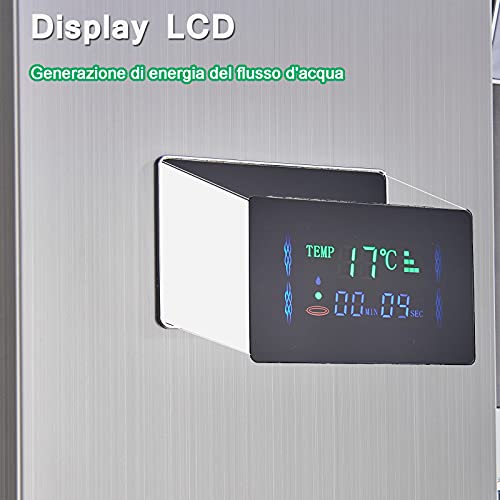 TVTIUO LED Panel de Ducha Columna de Hidromasaje Ducha Acero Inoxidable,con ducha de mano,Boquillas de Masaje,Grifo de bañera, LCD Multifunción Sistema de Ducha, níquel pulido