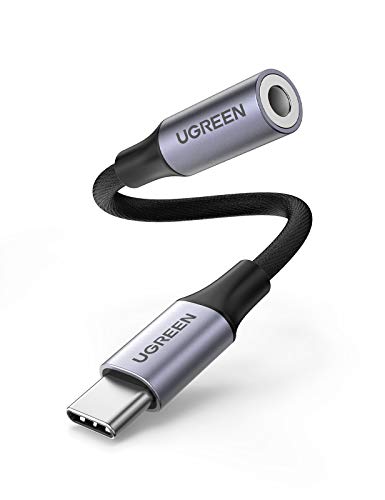 UGREEN Adaptador USB C a Jack 3.5mm, DAC Chip Adaptador Auriculares Tipo C Compatible con iPad Pro, Galaxy S22/S21/S20/S20+/Note 20/Tab S7, Oneplus Nord/9/8, Xiaomi Mi 11/10/9, Huawei P30 Pro, Plata