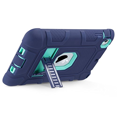 ULAK Funda iPad Mini 1/2/3, [Serie Armor] 3 in 1 híbrido Cases de la Cubierta a Prueba de Golpes Carcasa con Soporte Función para el iPad Mini/iPad Mini 2 / iPad Mini 3 - Azul Marino