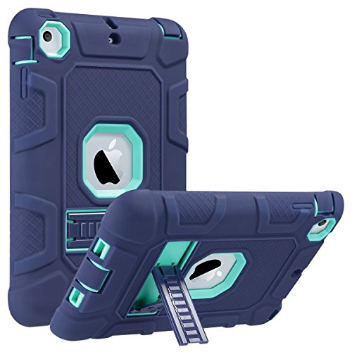 ULAK Funda iPad Mini 1/2/3, [Serie Armor] 3 in 1 híbrido Cases de la Cubierta a Prueba de Golpes Carcasa con Soporte Función para el iPad Mini/iPad Mini 2 / iPad Mini 3 - Azul Marino