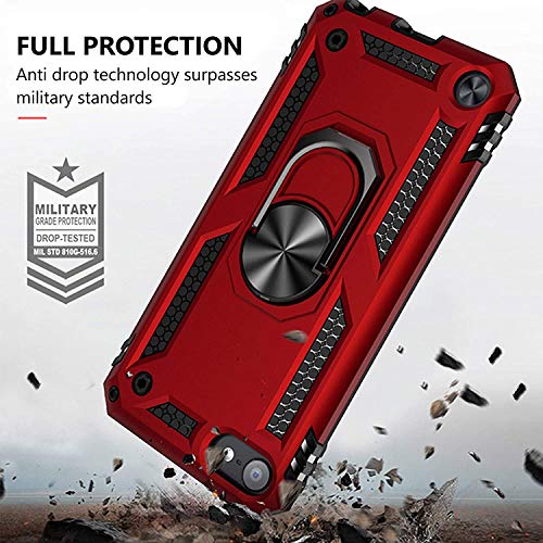 ULAK Funda iPod Touch 7, iPod Touch 5/6 [Grado Militar] Soporte Carcasa con 2 películas Protectoras Híbrido Cubierta de la Suave Resistente a Rayones Caso para iPod Touch 5/6/7 - Rojo