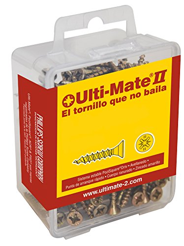 Ulti-Mate II S30020L Caja Grande con Tornillos de Alto Rendimiento para Madera Acabado BICROMATADO de 3,0 x 20 mm, Negro, Set de 100 Piezas