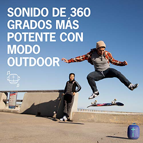 Ultimate Ears Wonderboom 2 Altavoz Inalámbrico, Graves Profundos, Sonido Envolvente de 360°, Impermeable, Conexión de 2 Altavoces para Sonido Potente, Batería de 13 h - Azul