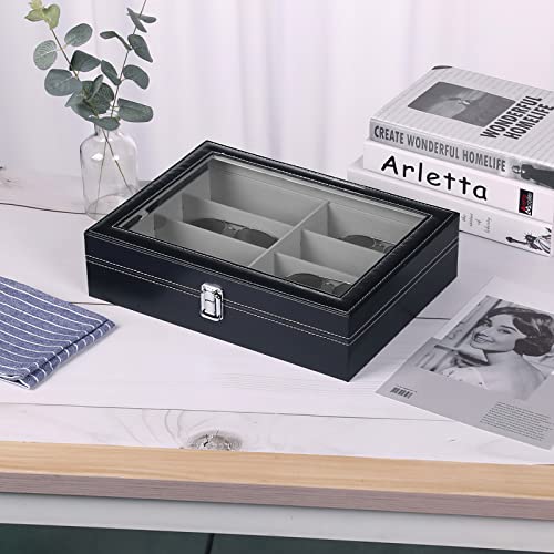 UNISOPH Caja De Gafas, 8 Rejilla De Almacenamiento De Gafas, Vitrina De Gafas, Soporte De Exhibición con La Caja De Cuero del Sol para La Tienda De Gafas De Casa