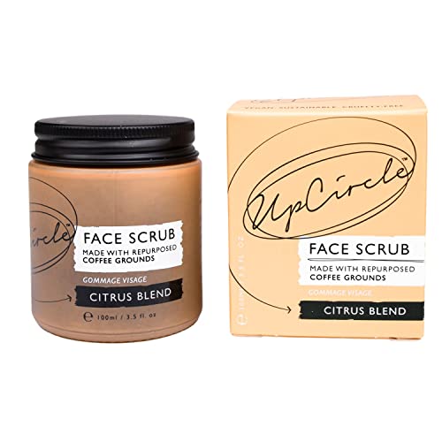 UpCircle Exfoliante facial de café – Mezcla de cítricos para piel seca 100 ml – exfoliante facial natural vegano para piel suave y suave