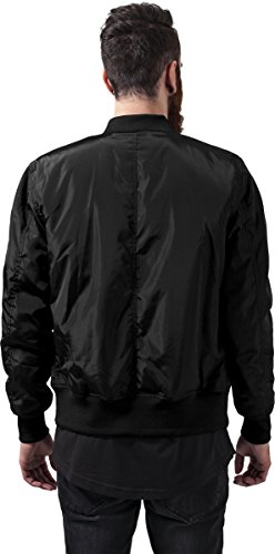 Urban Classics Cazadora de Hombre Chaqueta Bomber de Estilo Urbano, con Cuello, Cintura y Puños Negros a Contraste, Cierre con Cremallera, blk/blk, M