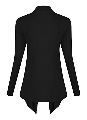 Urban GoCo Mujeres Cárdigan Drapeado de Manga Larga Chaqueta con Frente Abierto Rebecas Dobladillo Irregular Negro XL