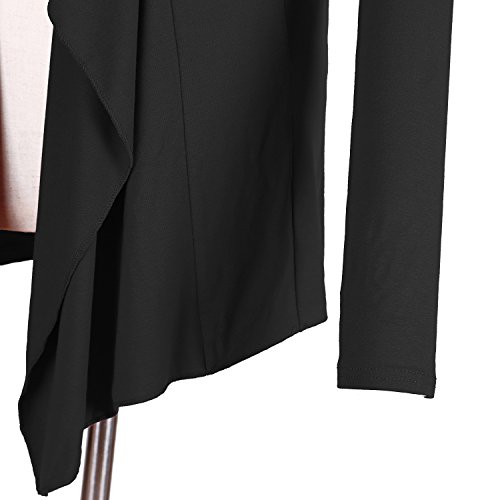 Urban GoCo Mujeres Cárdigan Drapeado de Manga Larga Chaqueta con Frente Abierto Rebecas Dobladillo Irregular Negro XL