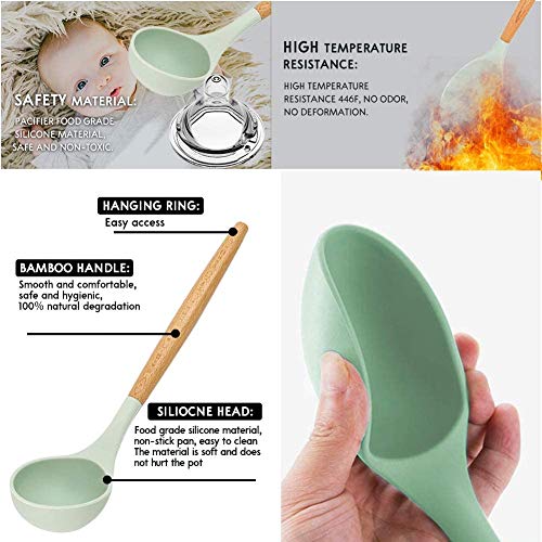 Utensilios Cocina de Silicona,KagoLing 12 Piezas Juego de Utensilios de Cocina Resistentes al Calor y Antiadherentes con Mango de Madera para Utensilios