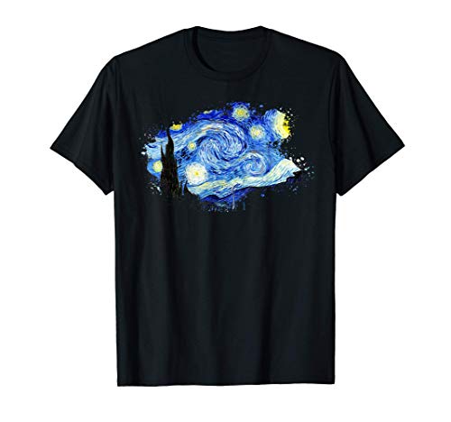 Van Gogh Noche Estrellada Famoso Arte Elegante Diseño Camiseta