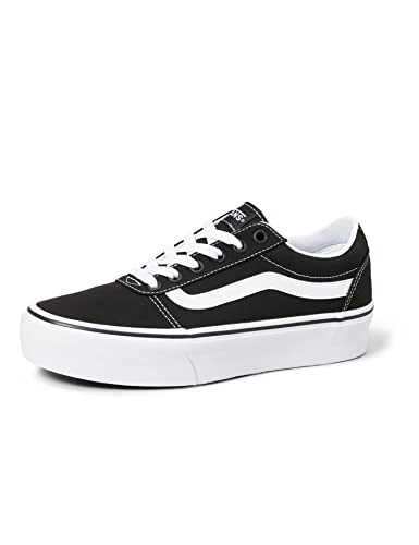 Vans Ward Platform Canvas Zapatillas Mujer, Negro (Canvas) Black/White 187), 36 EU (3.5 UK)