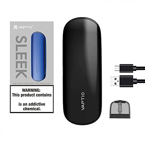 Vaptio Sleek Vape 400mAh Batería 1.5ML Cartucho Kit de cigarrillo electrónico No E Liquid No Nicotine (SLEEK KIT, Negro)