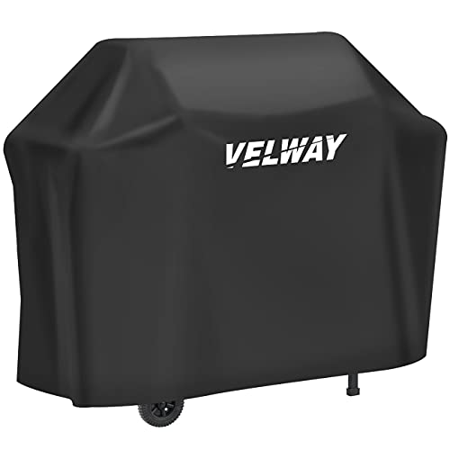 Velway Funda para Barbacoa Impermeable, Cubierta BBQ de Parrilla 210D Oxford Protector, Anti-Viento/Anti-Polvo/Anti-Humedad, Resistente al Desgarro/Agua/Lluvia/Nieve/Sol, 147x61x117cm Negro