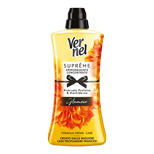 Vernel Supreme Oro Glamour - Suavizante para lavadora concentrado y perfumado, 6 paquetes de 1,1 l