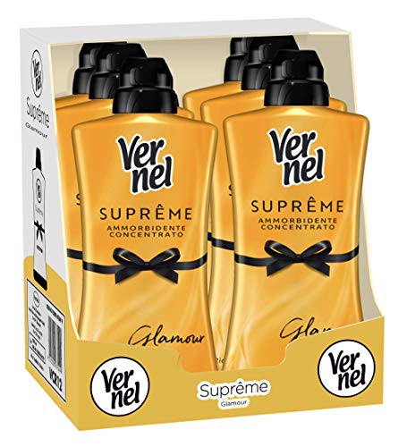 Vernel Supreme Oro Glamour - Suavizante para lavadora concentrado y perfumado, 6 paquetes de 1,1 l