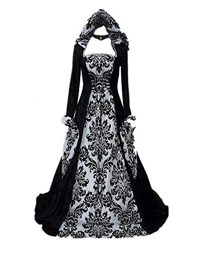 Vestidos De Mujer Medieval Renacimiento Vintage Party Club Vestido Elegante Dress Blanco M