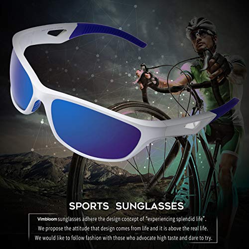 Vimbloom Hombre Gafas de Sol Deportivas polarizadas para béisbol, Atletismo, Ciclismo, Golf, Pesca VI685 (Blanco Azul)