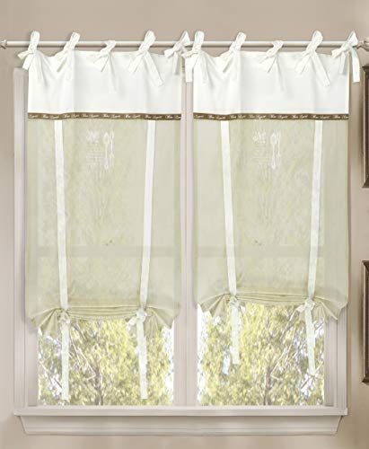 Visillo para Ventana , Decoración del Hogar , Cortina Corta de Ventana Romántico Rústico Country Chic - Cuchillería - 60x240 - Blanco / Beige Claro