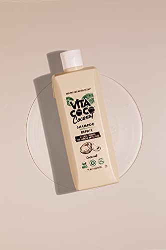 Vita Coco Champú reparador de coco (400 ml) para cabellos dañados con coco 100 % natural • Protege y repara el cabello • Champú de cuidado de coco para todo tipo de cabellos