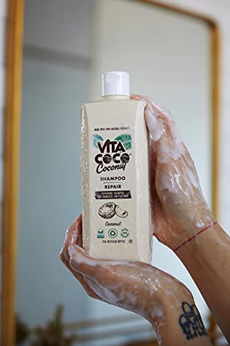 Vita Coco Champú reparador de coco (400 ml) para cabellos dañados con coco 100 % natural • Protege y repara el cabello • Champú de cuidado de coco para todo tipo de cabellos