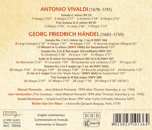 Vivaldi & Haendel: Sonatas Y Triosonatas Para Oboe Y Continuo / Ponseele, Vanlacker, Demeyere, Van Der Meer / Accent Plus